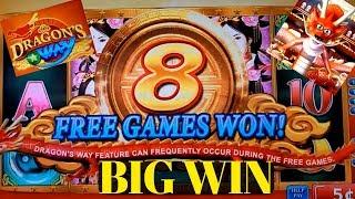 Dragon's Way Slot Machine Bonus BIG WIN ! + Wonder 4 Wheel Timber Wolf Deluxe Bonuses Won