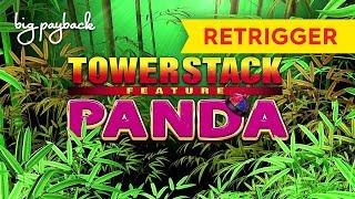 Tower Stack Feature Panda Slot - NICE RETRIGGER BONUS!