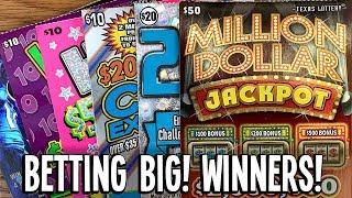 Betting BIG! $50 Million Dollar Jackpot + MORE!  $150 in Texas Lottery Scratch Off Tickets