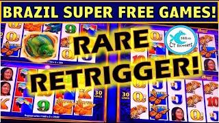 RARE RETRIGGER ON SUPER FREE GAMES! SPINNING FORTUNES SLOT MACHINE BRAZIL! AND MR. CT IS HILARIOUS!