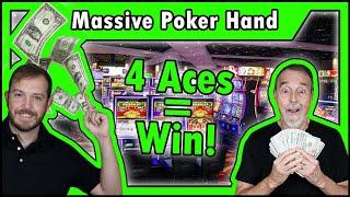4 Aces Keeps Me WINNING! Massive Video Poker Hand! • The Jackpot Gents