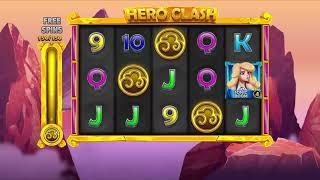 Hero Clash slot machine by Hurricane Games gameplay  SlotsUp