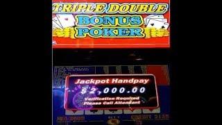 Triple Double Bonus Poker~$2K Jackpot~Four 4's +3 @Caesar's Las Vegas, Sept2017