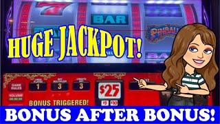 HUGE JACKPOT Jackpot AFTER Jackpot! PINBALL Slot Machine BONUS after BONUS  Top Dollar too!