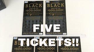 FIVE ILLINOIS BLACK Instant Scratch Off Lottery Tickets!