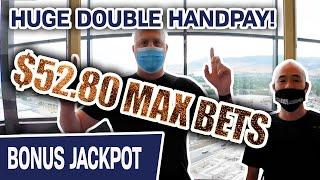 HUGE DOUBLE HANDPAY from $52.80 MAX BETS  My FORTUNES RISE on RISING FORTUNES