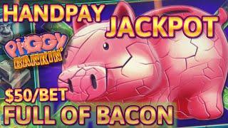 HIGH LIMIT Lock It Link Piggy Bankin' HANDPAY JACKPOT $50 Bonus Slot Machine Casino NICE COMEBACK