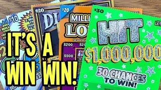 WINS! $30 Hit $1,000,000, $20 Diamond 7s + MORE!  $90 in Texas Lottery Scratch Off Tickets