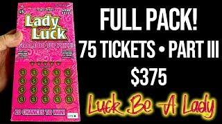 $375 IN TICKETS! **FULL PACK** Lady Luck  (51-75 • Ep. 3)  TEXAS LOTTERY Scratch Off Tickets