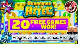 ️ New  Guardians of the Aztec Slot Machine Big Win Bonuses, Retriggers, Progressive Wheel