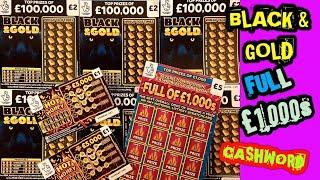 SCRATCHCARDS....CASHWORD....BLACK AND GOLD....HOT MONEY....FULL OF £1,000s..