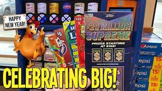 Happy New Year!  Celebrating BIG ⫸ $100 TICKET!  $220 TEXAS LOTTERY Scratch Offs
