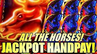 JACKPOT HANDPAY! ALL THE HORSES!!! MUSTANG FURY & BLAZING FRUIT Slot Machine (AINSWORTH)