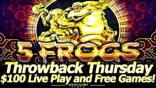 5 Frogs Slot Machine - $100 Live Play and Free Games Bonus for Throwback Thursday at Yaamava Casino!