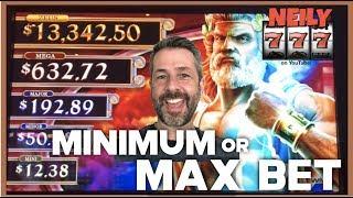 ZEUS & LIGHTNING LINK • MINIMUM vs. MAX BET • LET'S GET A BIG WIN!
