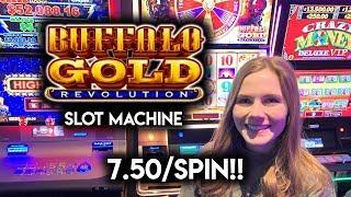 High Limit Action on Buffalo Gold Revolution Slot Machine!!