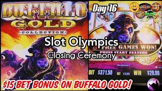 $500 vs. High Limit Buffalo Gold - $15 Bet Bonus! Slot Olympics Day 16