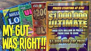 My GUT WAS RIGHT!! $$$ 2X $50 Tickets  $220 TEXAS LOTTERY Scratch Offs