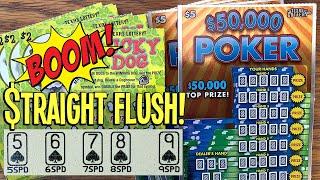 BIG WIN! **STRAIGHT to the BANK** NEW TICKETS $50,000 Poker + Lucky Dog  Fixin To Scratch
