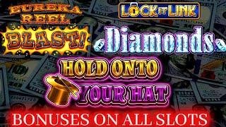 High Limit Lock It Link SLOTS Bonuses Won | Eureka, Hold Onto Your hat & Diamonds Slots | EP-24