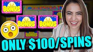 ONLY $100/SPINS on CLEO 2 in Vegas & Here's How Many JACKPOTS We Won!