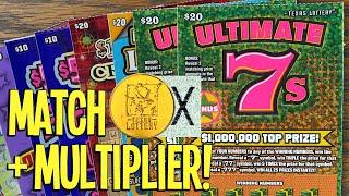 MATCH + MULTIPLIER!  2X $20 Ultimate 7s  $140 TEXAS LOTTERY Scratch Offs