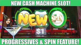 *NEW* CASH MACHINE slot machine with SPIN FEATURE! Progressives!