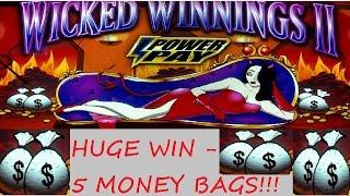 MEGA BIG WIN 5 MONEYBAGS Wicked Winnings II Slot Machine Respin Bonus