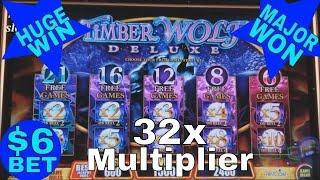 Timber Wolf Slot Machine HUGE  Bonus Win !!! SUPER BIG WIN  $6 Bet Live Play