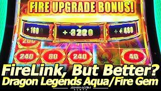 FireLink, But Better? Dragon Legends Aqua and Fire Gem Slot Machines, First Attempt Double Up!
