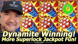 Dynamite Winning on Eureka Reel Blast with the Superlock Jackpot Wheel and Piggy Bankin Slot Action!