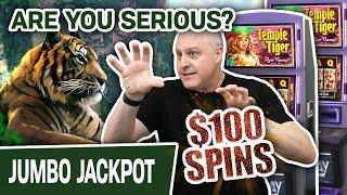 ⁉ ARE YOU SERIOUS?! $100 SPINS FOR RAJA!?  J-J-J-JACKPOT On Temple of the Tiger