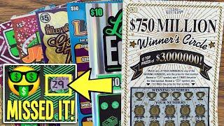 MISSED IT!  2X $30 Winner's Circle + Limited Edition  $120 TEXAS Lottery Scratch Offs