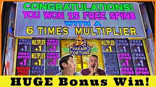 RARE GEMS  15 Free Games With A 6 Times MULTIPLIER on Pharaoh’s Fortune Slot Machine