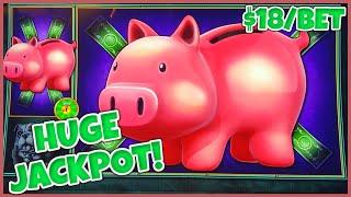 HIGH LIMIT SUPERLOCK Lock It Link Piggy Bankin' HUGE HANDPAY JACKPOT $18 Bonus Round Slot Machine