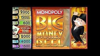 LIVE PLAY on Monopoly Big Money Reel Slot Machine with Bonuses
