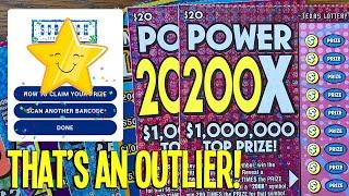 THAT'S AN OUTLIER  BIG WIN! 2X $20 Power 200X  $140 TEXAS LOTTERY Scratch Offs