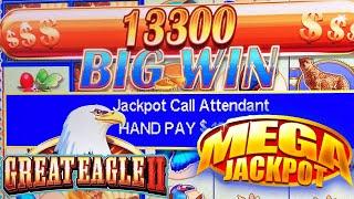 MAKING MONEY ON 2 SLOT MACHINES!  GREAT EAGLE 2 & GORILLA CHIEF  HIGH LIMIT $50 BETS
