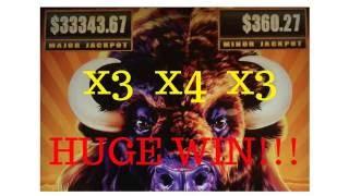 HUGE FRIGGIN' WIN on BUFFALO STAMPEDE SLOT POKIE BONUS!  X3 X4 X3 HUGE BONUS FUN! - PECHANGA