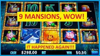 HUGE MANSIONS FEATURE! Huff N' More Puff Slot Machine!