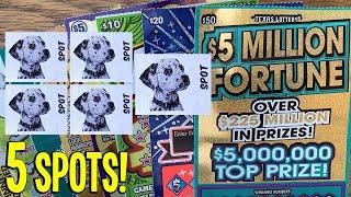 5 SPOTS!  $50 $5 Million Fortune + Lucky Dog  $160 TX LOTTERY Scratch Offs