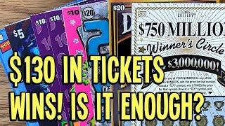 **WINS!!** $130 in TICKETS!  $30, $20, $10 & $5 TEXAS LOTTERY Scratch Off Tickets