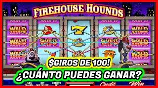 GIROS DE $100!  FIREHOUSE HOUNDS SLOT  TRAGAMONEDAS CLÁSICO DE CASINO ONLINE!