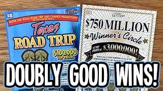 ️ DOUBLY GOOD!! $30 $750 Million Winner's Circle + Texas Road Trip  LOTTERY Scratch Off Tickets
