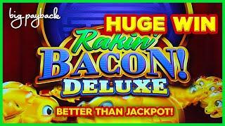 AWESOME NEW GAME! Rakin' Bacon Deluxe Golden Blessings Slot - HUGE WIN SESSION!