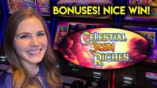 Lots Of BONUSES! Can I Get Those Awesome Multiplier Wilds? Celestial Sun Riches Slot Machine!