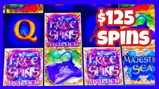 RARE SO MANY FREE GAMES MAJESTIC SEA HIGH LIMIT PAID OUT MUCHO DINERO/ $125 SPINS