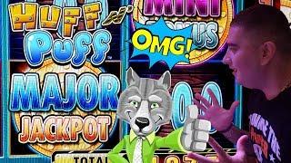 Huff N Puff Slot Machine HANDPAY JACKPOT - $25 Max Bet | Eureka Lock It Link & Dragon Links Slots