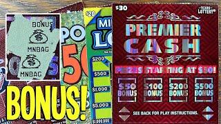 BONUS ! 3X $30 Premier Cash  $175 TEXAS LOTTERY Scratch Offs