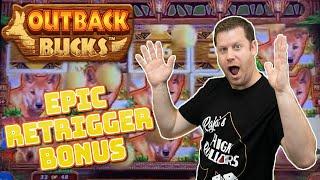 Bonus, Retrigger, Repeat!  Epic Run on Mighty Cash Outback Bucks!